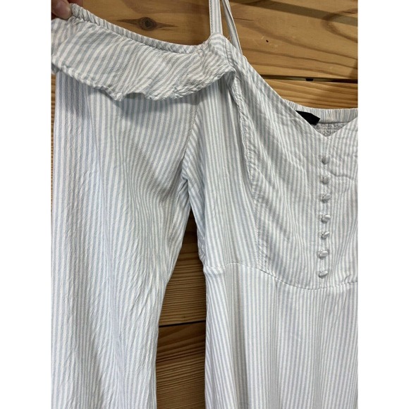 Torrid Dress 1X Light Blue White Stripe Off Shoulder Ruffle Sleeve Festival B84 - Picture 6 of 16